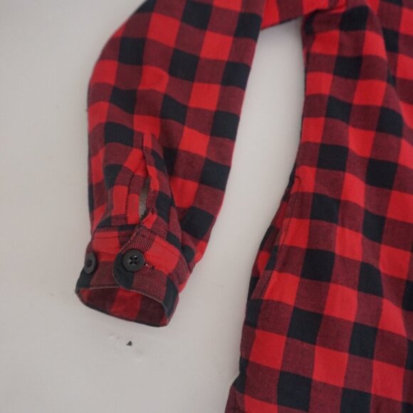 Tough Duck Red Black Buffalo Plaid Teddy Lined Outdoor Hooded Zip Up Sweater M - Picture 9 of 12